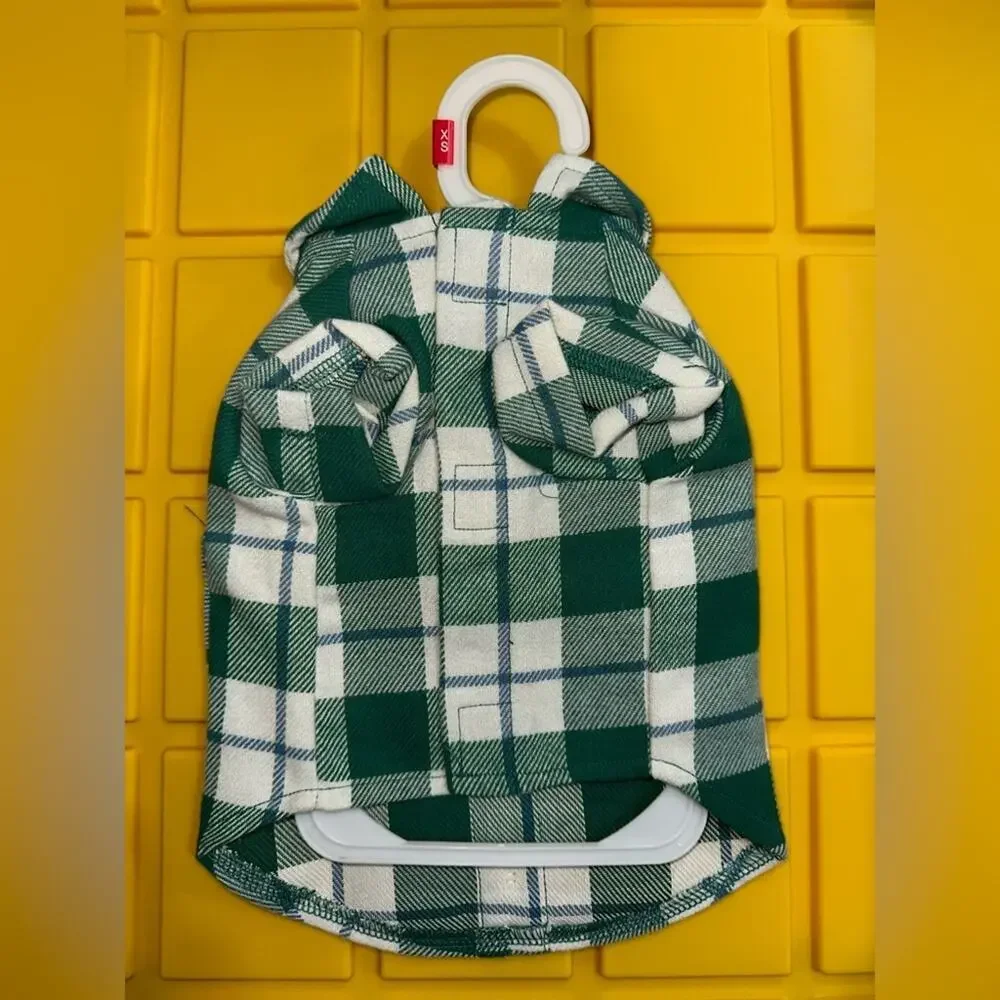 Top Paw Green and Blue Shacket Plaid Dog Shirt - XS